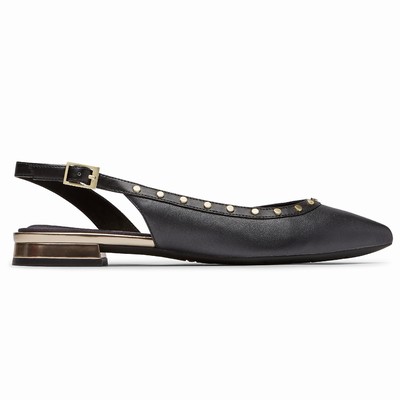 Rockport Total Motion Zuly Studded Slingback Flache Schuhe Damen Schwarz CPG-851026